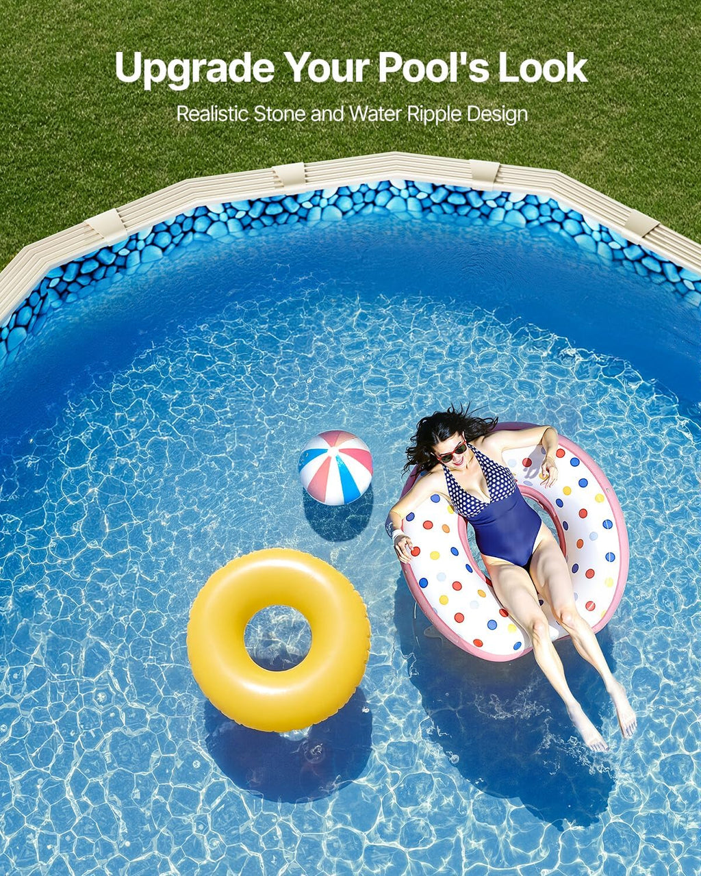 VEVOR 15 x 30 ft Oval Pool Liner, Unibead Above Ground Pool Liners, 52in Wall Height, Durable Standard Gauge Vinyl, Designed for Steel Sided Above-Ground Swimming Pools