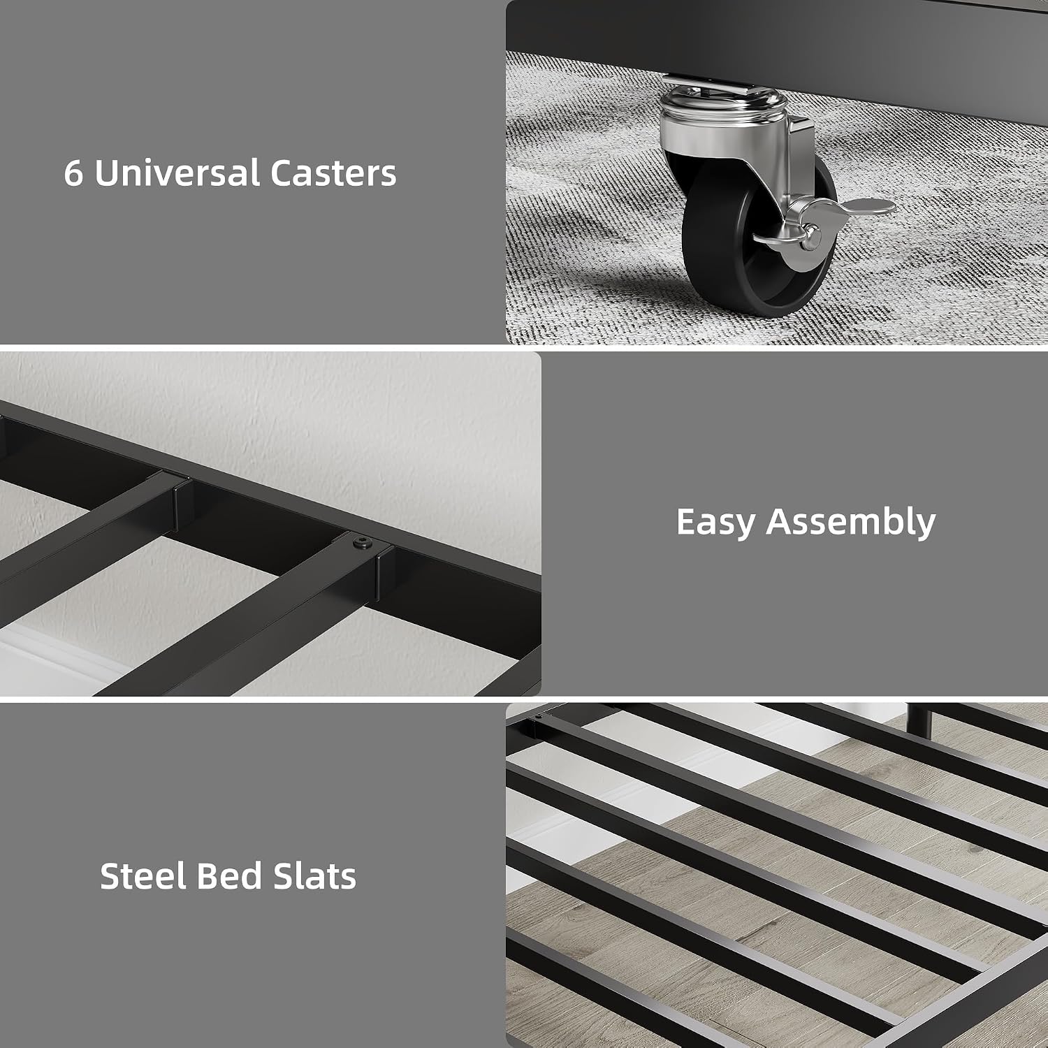 IDEALHOUSE Twin Daybed with Trundle, Metal Trundle Bed, Sofa Bed Frame, Heavy Duty Metal Slats, for Living Room, Bedroom, Guest Room, Space Saving, Modern Black