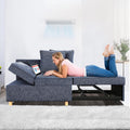 SEJOV Sofa Bed 4-in-1 Convertible Sofas & Couches, 3-Seat Linen Fabric loveseat Sofa with 2 Throw Pillow, Single Recliner for Small Space with 5 Adjustable Backrest, Blue