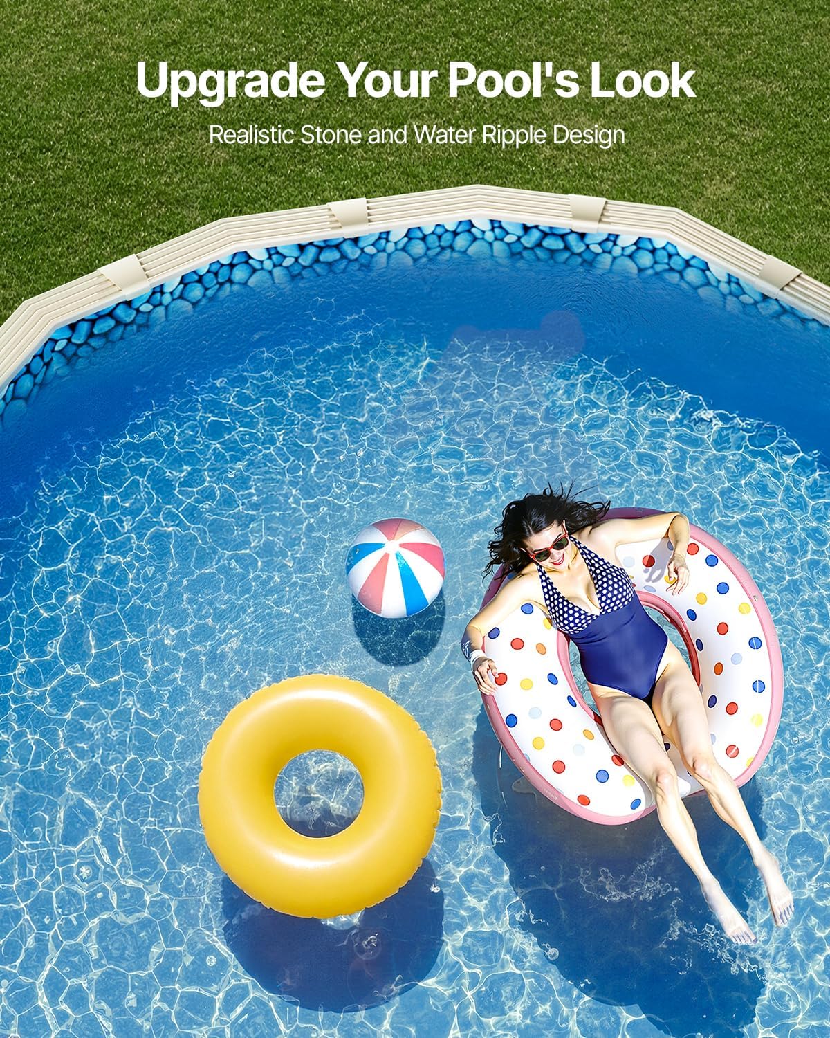VEVOR 12 x 24 ft Oval Pool Liner, Unibead Above Ground Pool Liners, 52in Wall Height, Durable Standard Gauge Vinyl, Designed for Steel Sided Above-Ground Swimming Pools