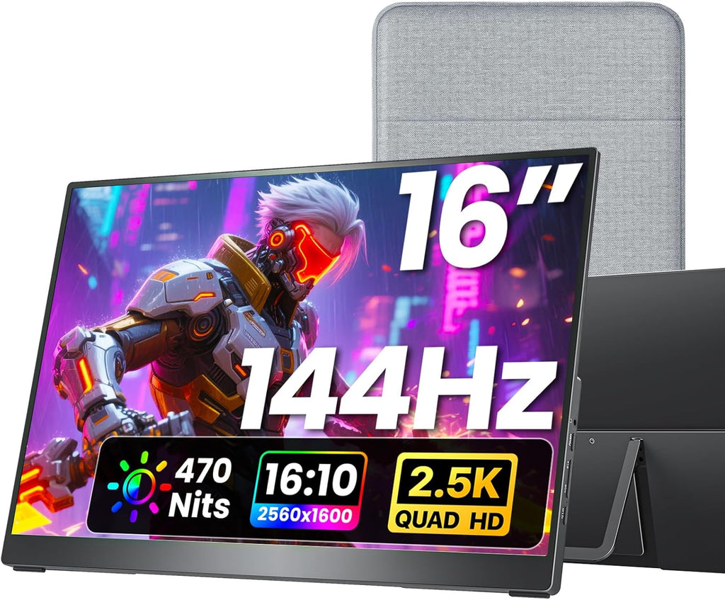 kksmart Portable Monitor for Laptop MacBook Surface PC Xbox PS5, Travel Monitor Second Screen for Laptop, HDMI USB-C VESA Compatible Built-in Speaker, 16
