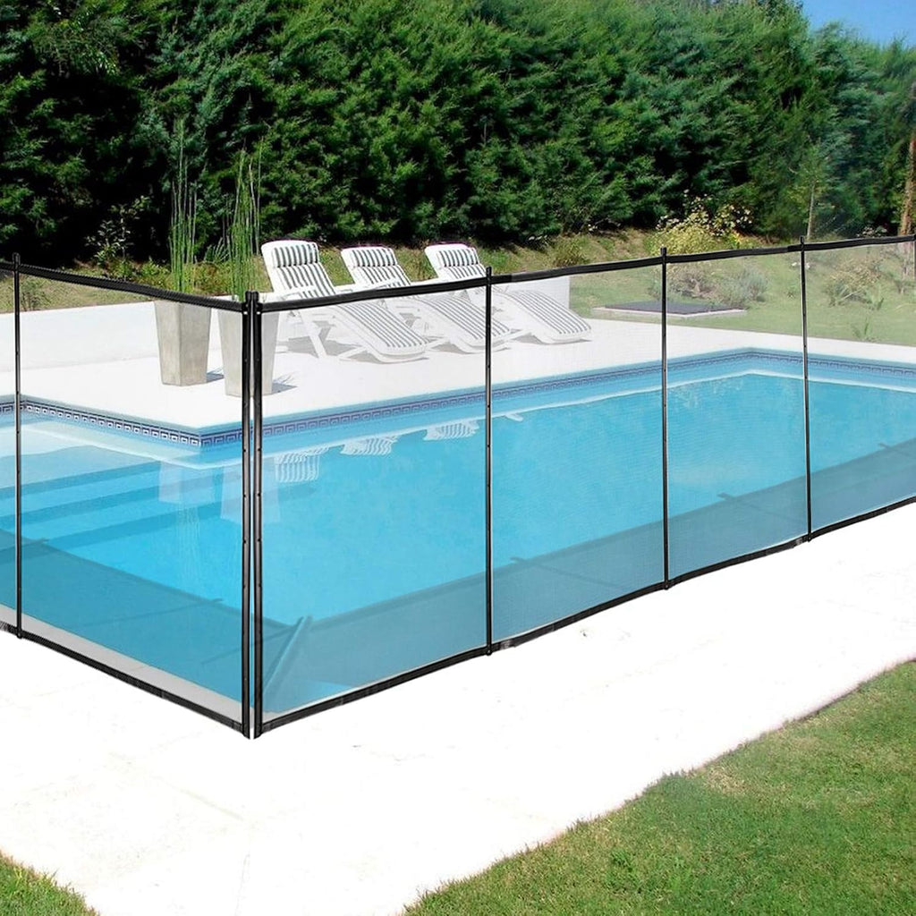 Happybuy Pool Fence, 4FTx 72FT DIY Pool Fences for Inground Pools, Removable Child Safety Pool Fencing, Swimming Pool Fence in Ground for Kids Safety, Black Pool Mesh to Protect Kids