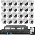 4COVR 32 Channel Security Camera System PoE 2-Way Talk & Dual Lights Smart Full Color Night Vision, AI Human Vehicle Detection, UHD NVR 8TB HDD, 24X 5MP Business Dome IP Camera IP67, LY97KA5M3224