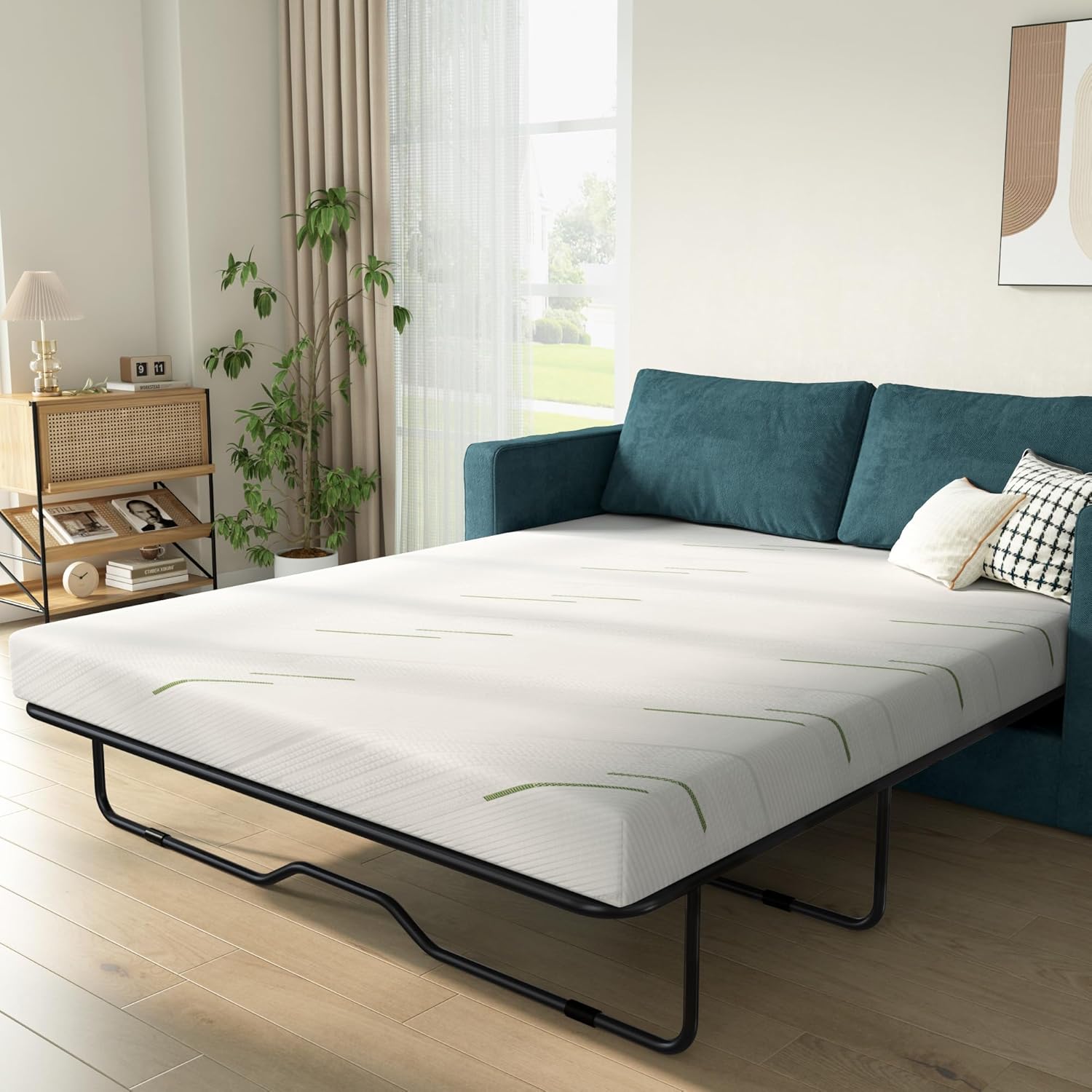 4 Inch Full Size Sleeper Sofa Mattress for Couch,Ultra Soft Removable Cover, Replace Pull Out Sofa Bed Mattress,Non-Slip Bottom, Supportive Seat Pad for RV, Bed, Dorm 53 * 72 * 4 in.
