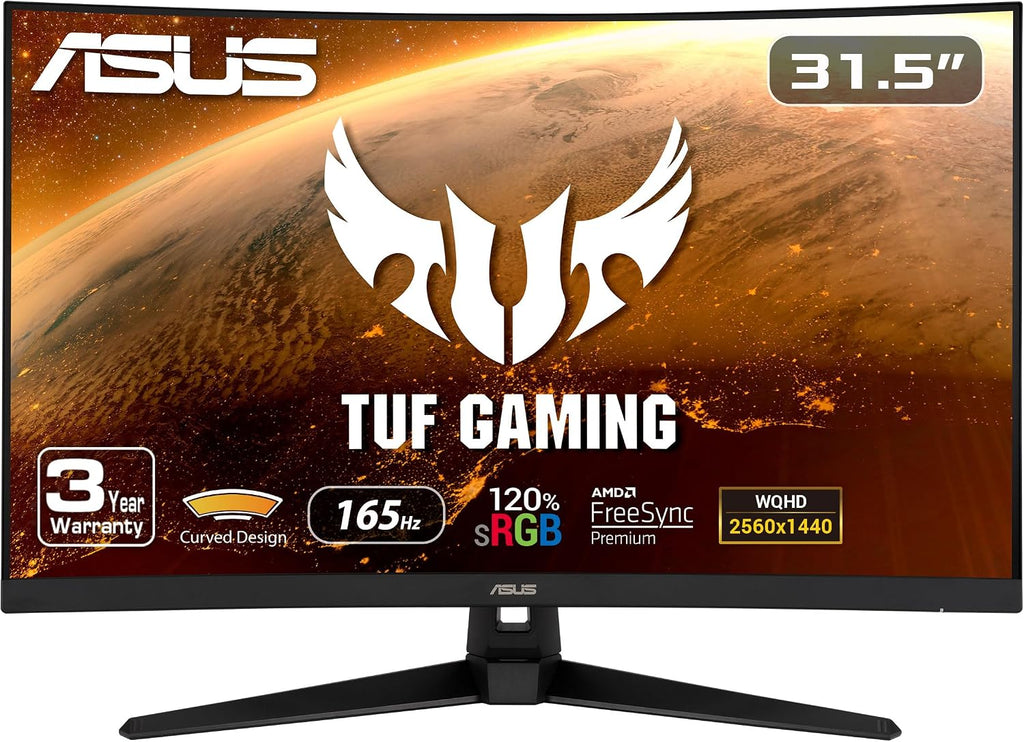 ASUS TUF Gaming 32' 1440P HDR Curved Monitor (VG32VQ1B) - QHD (2560 x 1440), 165Hz (Supports 144Hz) & TUF Gaming 1000W Gold, ATX 3.0 Compatible Fully Modular Power Supply