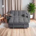 oaaktu ﻿ Large Size Convertible Sleeper Sofa Bed,Polka dot Velvet Pull Out Futon Couch with Storage handrails & Rotating Side Tables,Convertible Sofa Couch for Living Room,RV (Dark Grey)
