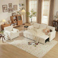 Tbfit Pull Out Sofa Bed with Chair, 3 in 1 Sleeper Sofa Couch with USB & Storage Chaise, Comfy Convertible Sleeper Sofas for Living Room, Small Spaces, White