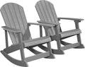 YEFU Outdoor Rocking Chair Set of 2,Adirondack Rocking Chair,Patio Rocker Chair with Wide Back,Oversized Rocker Chair Look Like Real Wood, for Lawn, Porch, Backyard, Indoor and Garden(Grey)
