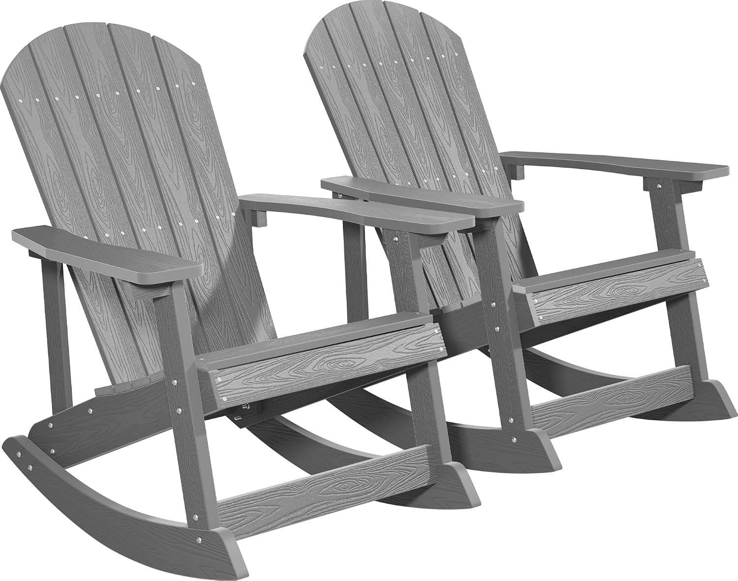 YEFU Outdoor Rocking Chair Set of 2,Adirondack Rocking Chair,Patio Rocker Chair with Wide Back,Oversized Rocker Chair Look Like Real Wood, for Lawn, Porch, Backyard, Indoor and Garden(Grey)