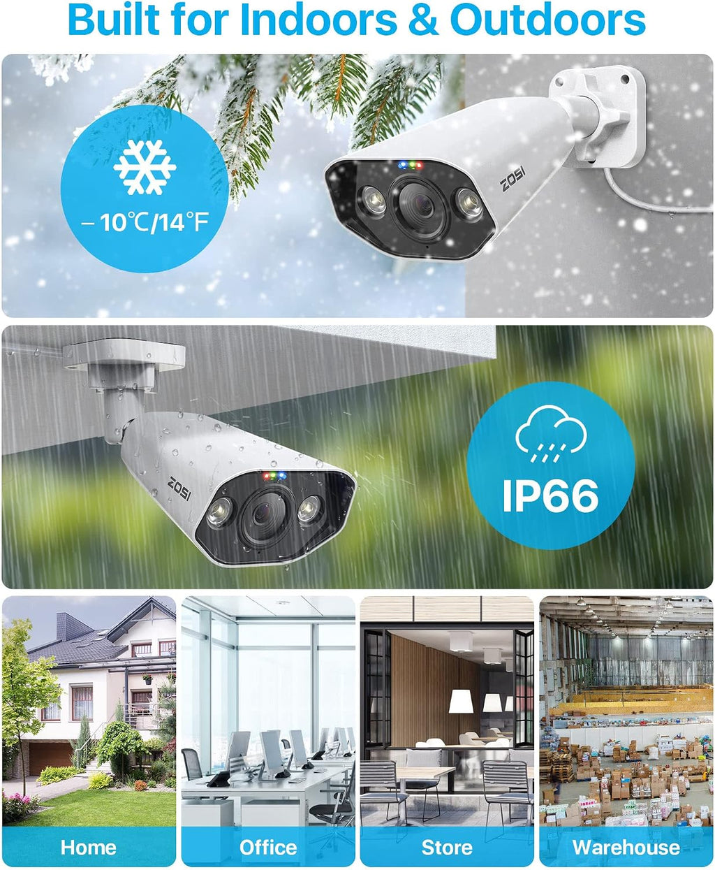ZOSI 4K PoE Security Camera System,Person Vehicle Detection,8 Port 16CH 8MP NVR with 2TB HDD,4pcs 4K Outdoor Indoor PoE IP Cameras,2 Way Audio,Spotlight Siren,Color Night Vision,for 24/7 Recording