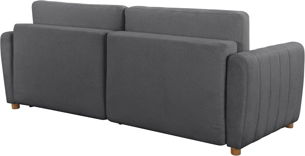 Serta Galway 91.7' Convertible Sleeper Sofa, Queen Size, Wall-Hugging Dreamglide Mechanism, Dreamcoil Comfort, Boucle Fabric, Charcoal