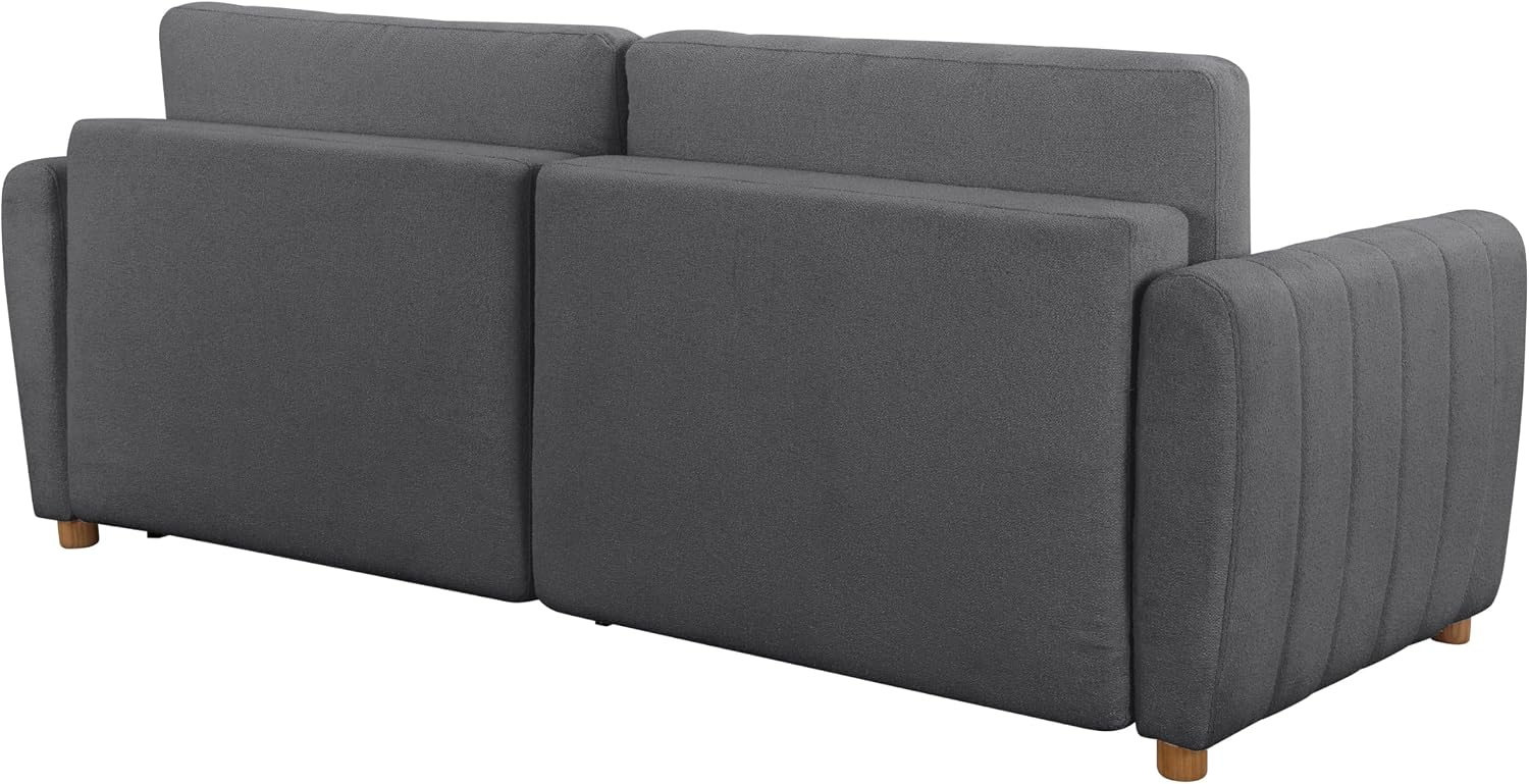 Serta Galway 91.7' Convertible Sleeper Sofa, Queen Size, Wall-Hugging Dreamglide Mechanism, Dreamcoil Comfort, Boucle Fabric, Charcoal