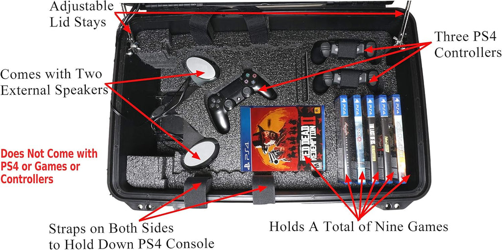 Case Club Gaming Station fits PlayStation 4 & PS4 Slim/Pro. Portable with Built-in 24' 1080p Monitor, Storage for Controllers, Games, and Included Speakers (PS4 & Accessories Not Included) Gen 2
