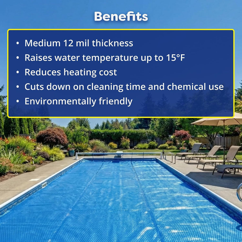 In The Swim 16' x 24' Premium Blue Rectangle Solar Pool Cover 12 Mil for Solar Heating Above Ground Pools and Inground Pools