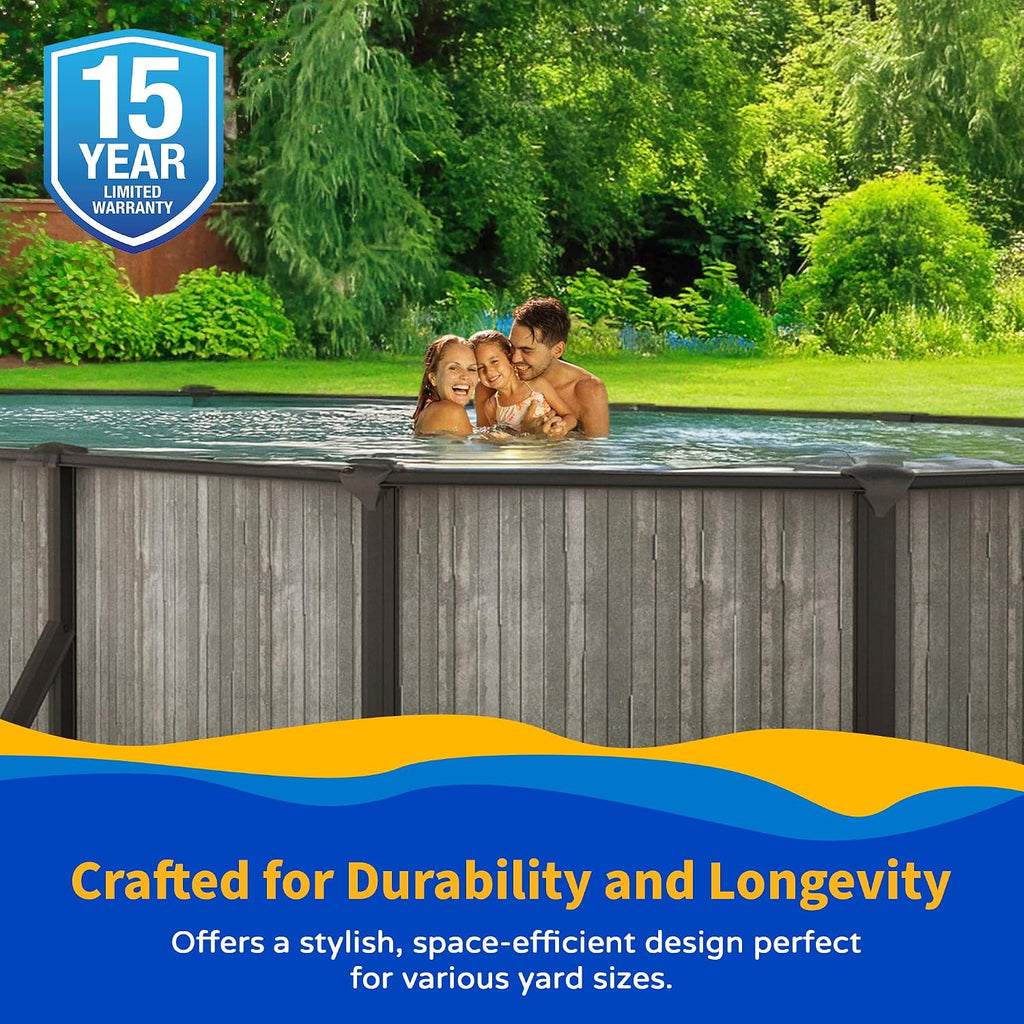 Blue Wave San Pedro 15x30-ft Oval 52-in Deep 6-in Top Rail Above Ground Steel Wall Swimming Pool Package