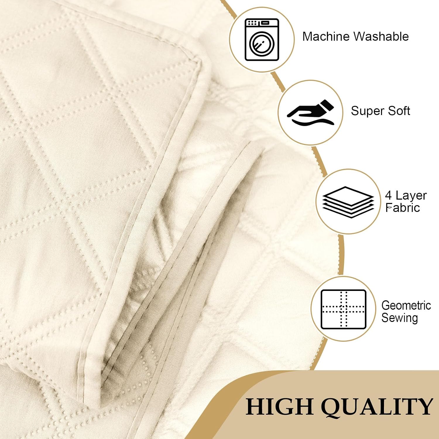 HDCAXKJ Waterproof Sectional Couch Cover L Shaped Sofa Covers Washable Corner Sectional Slipcovers Dog Pet Proof U Shape Furniture Protector with Upgraded Anti Slip Strips (XX-Large, Beige)
