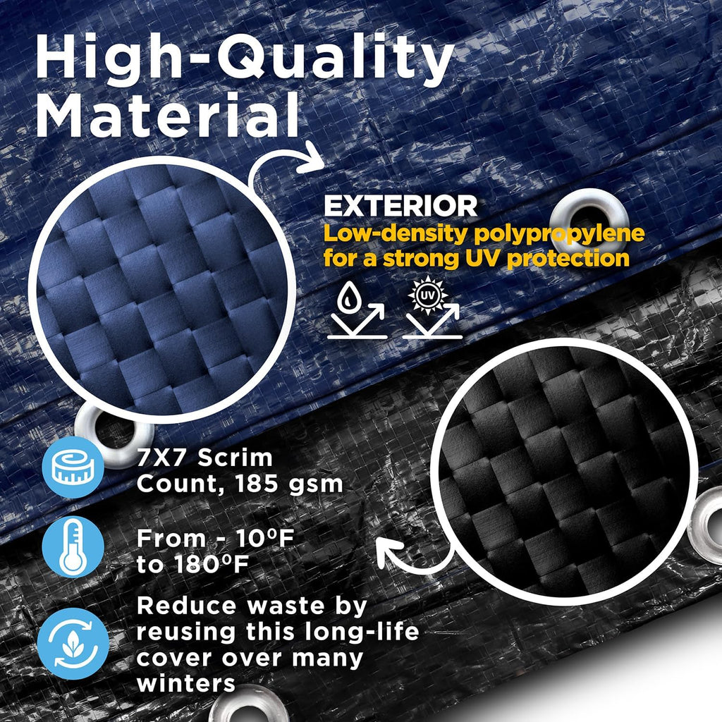 30-Ft x 50-Ft Pool Cover for Inground Pools - Rectangle Winter Pool Cover for Inground Pools, Extra Thick Material and Durable Design, Cold and UV-Resistance, Easy Installation, Navy Blue