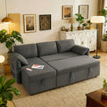 Tbfit 83'' Pull Out Sofa, 3 in 1 Sleeper Sofa Couch with USB & Storage Chaise, Comfy Sofa Bed with Pull Out Bed, Convertible Sleeper Sofas for Living Room, Small Spaces, Dark Gray