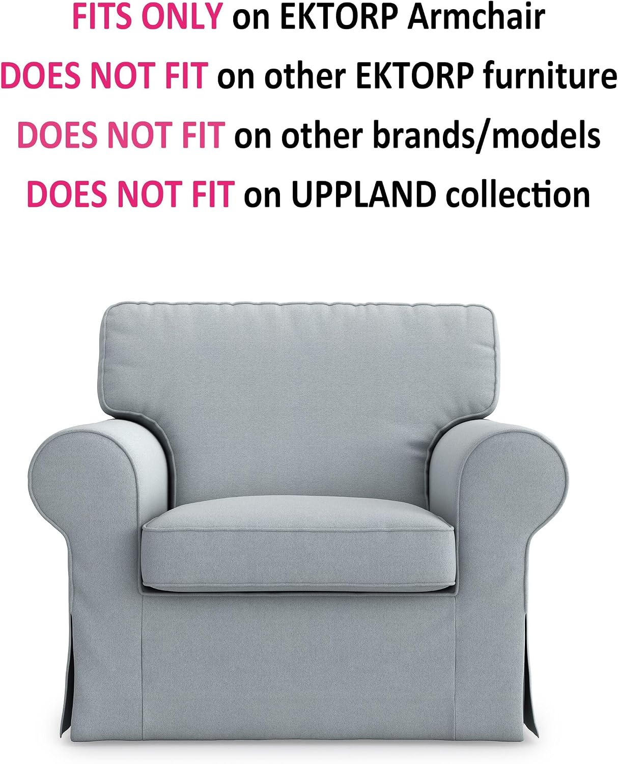MASTERS OF COVERS Ektorp Armchair Cover for The IKEA Ektorp Chair Slipcover Replacement(Smoke Grey)(Armchair Cover Only!)
