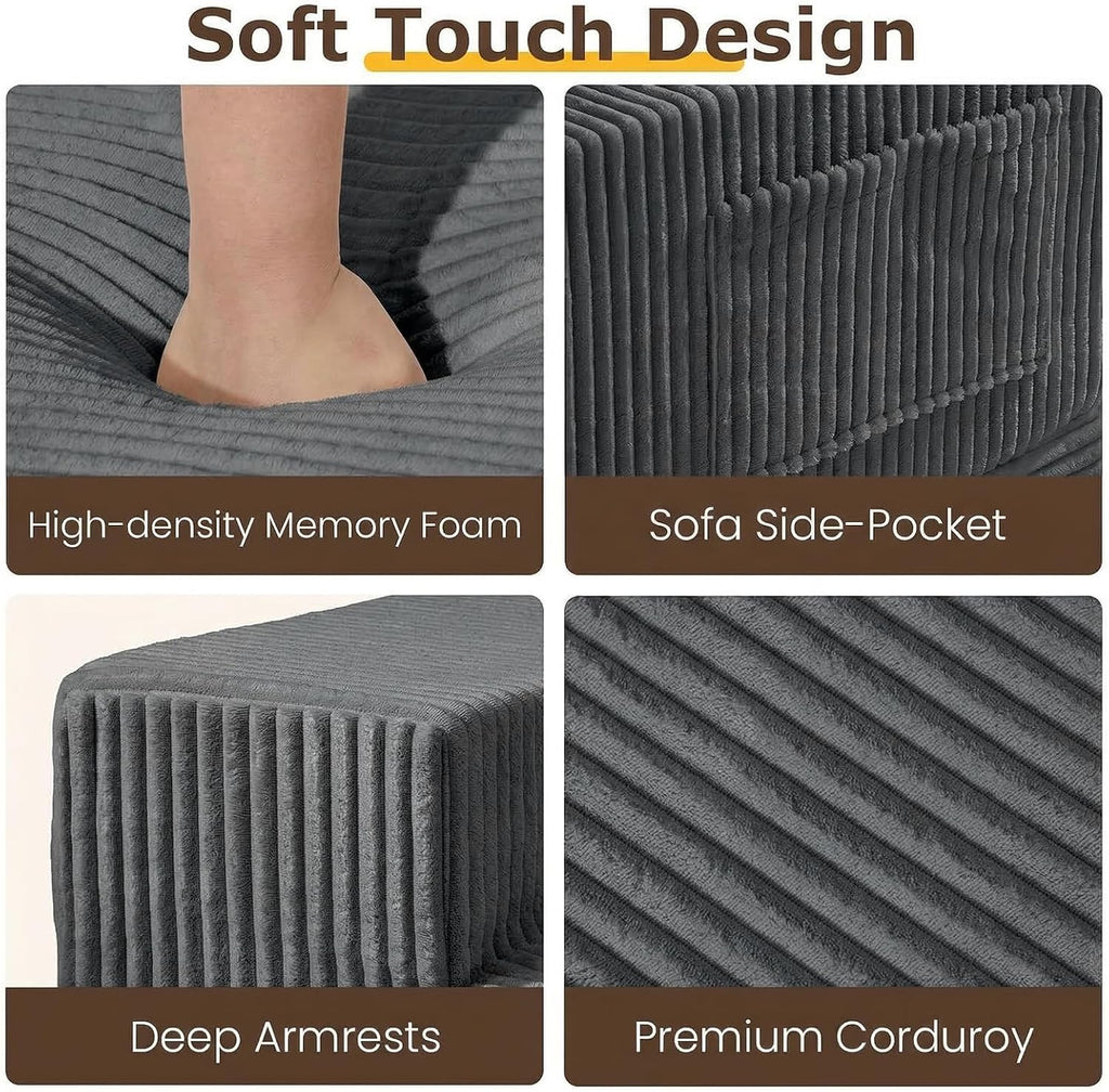 cidludto Convertible Sofa Bed, 78' Oversized Boneless Loveseat Couch 2 in 1 Foldable Futn Bed Couch in A Box, Folding Sleeper Sofa Chair for Living Room, No Assembly Required, Grey