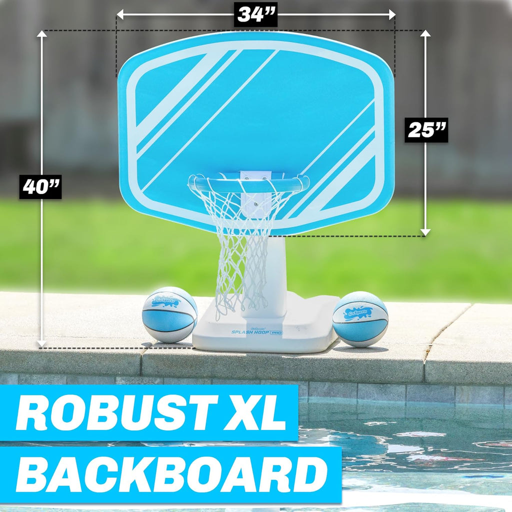 GoSports Splash Hoop PRO - Choose Your Color - Swimming Pool Basketball Game, Includes Poolside Water Basketball Hoop, 2 Balls and Pump