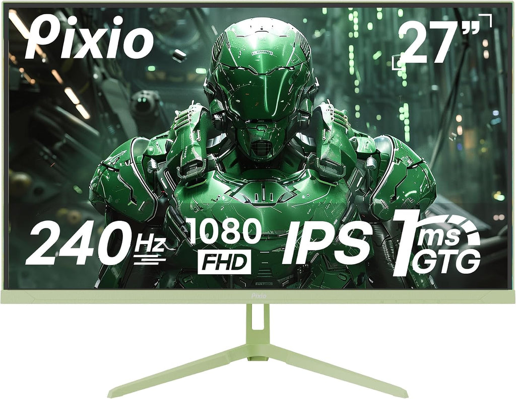 Pixio PX279 Wave Mint Green 27 inch 240Hz Refresh Rate FHD 1080p Resolution Fast IPS Panel 1ms GTG Resonse Time Gaming Monitor and PS1S Wave Mint Green Single Monitor Arm