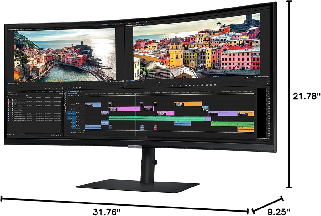 SAMSUNG 34' ViewFinity S65UA Series Ultrawide QHD Curved Monitor, HDR10, 100Hz, 350 nit, USB- C, Adjustable Stand, Intelligent Eye Care, LS34A650UBNXGO, Black
