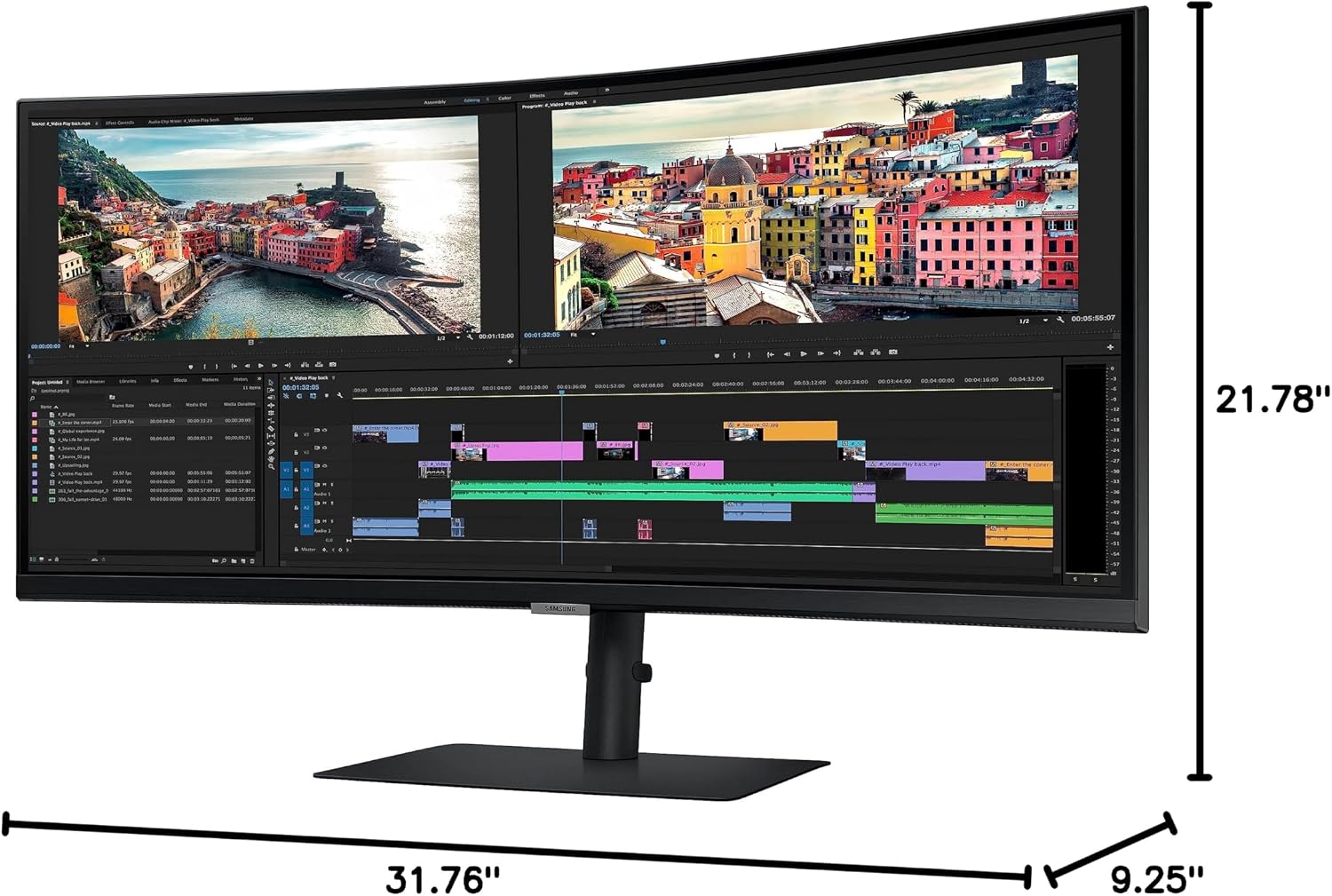 SAMSUNG 34' ViewFinity S65UA Series Ultrawide QHD Curved Monitor, HDR10, 100Hz, 350 nit, USB- C, Adjustable Stand, Intelligent Eye Care, LS34A650UBNXGO, Black