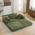 VINGLI Convertible Futon Sofa Bed, Upholstered Corduroy Boneless Couch King Size Floor Loveseat Sleeper Sofa with 2-in-1 Throw Pillow & Blanket Couches for Living Room, Bedroom, Lounge, Green