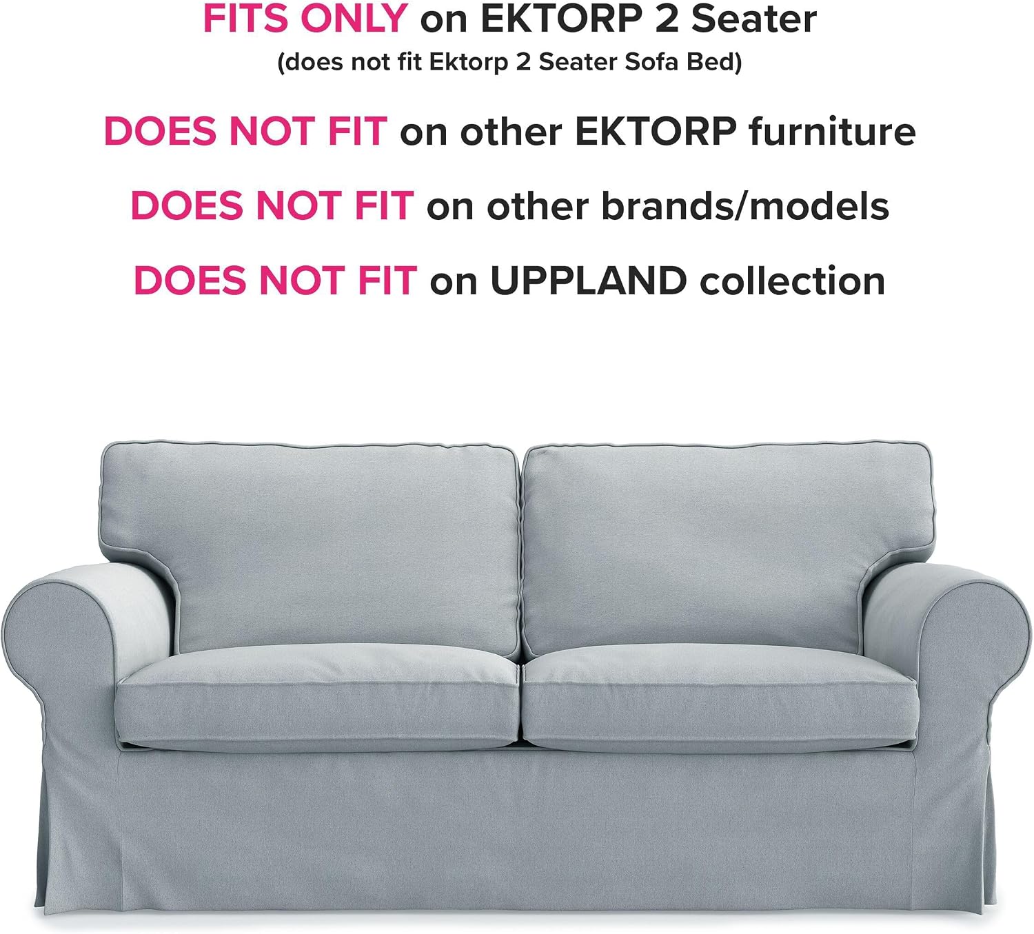 MASTERS OF COVERS Ektorp Loveseat (2 Seat) Sofa Cover Replacement Slipcover for IKEA Two Seater Ektorp Slipcover (Smoke Grey)-NOT fit Uppland Series Sofa