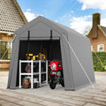 6x8FT Portable Outdoor Garage, Waterproof & UV-Resistant Portable Storage Shed with 2 Roll-Up Doors, Carport Tent for Motorcycle, Bike, and Tools