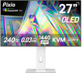 27' WOLED White Gaming Monitor, QHD 1440p, 240Hz, 0.03ms, DisplayHDR True Black 400, Adaptive Sync, KVM switch, Fully Adjustable Stand, HDMI 2.1, DisplayPort, USB-C, RGB light, PX277 OLED Max V2 White
