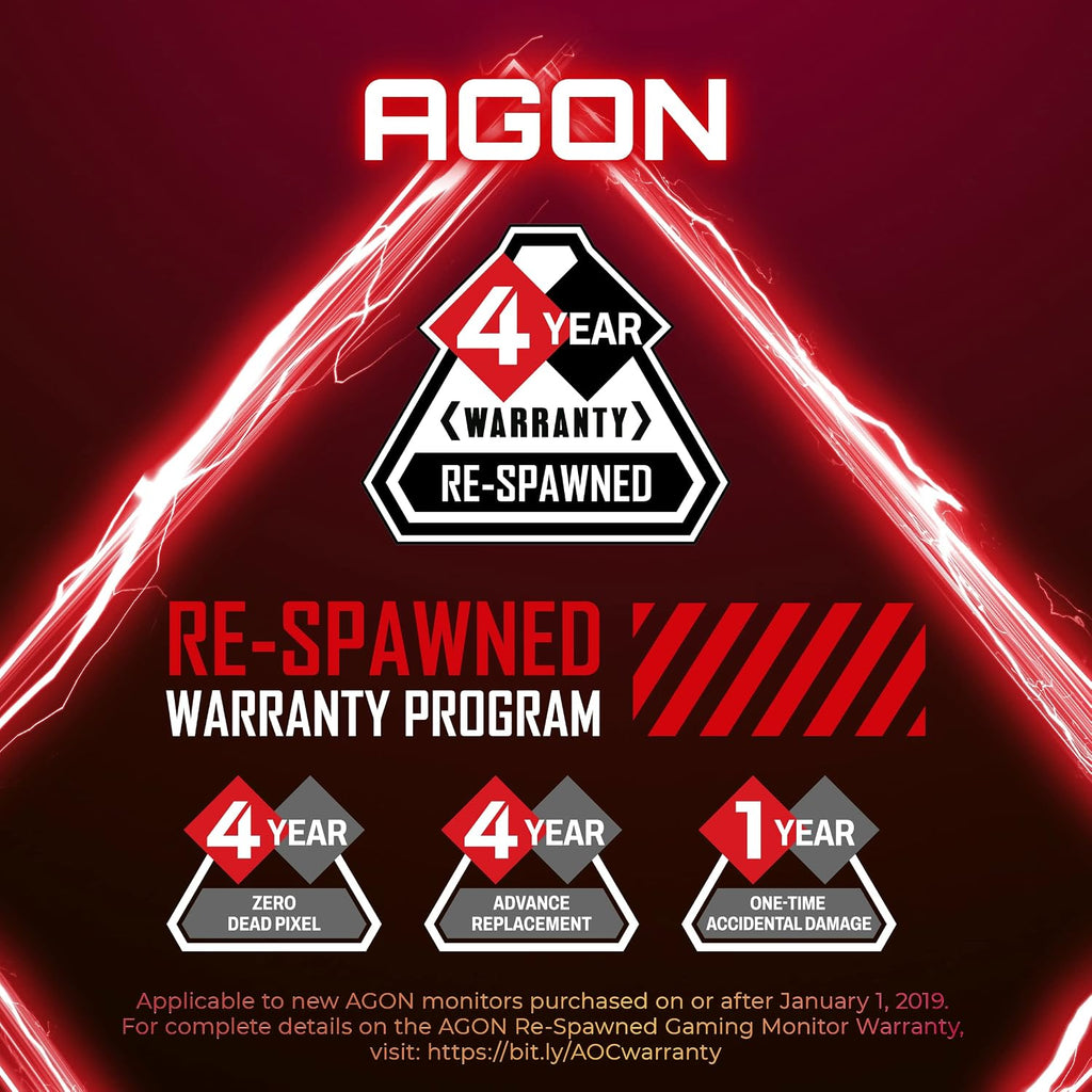 AOC Agon Curved Gaming Monitor 49' (AG493UCX), Dual QHD 5120x1440 @ 120Hz, VA Panel, 1ms 120Hz Adaptive-Sync, 121% sRGB, Height Adjustable, 4-Yr Zero Dead Pixels Manufacturer Guarantee