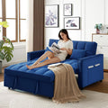 3 in 1 Convertible Sleeper Sofa Bed, Futon Couches for Living Room with Side Pocket/Adjustable Backrest, Velvet Upholstered Pull Out Couch, Small Loveseat Sofa Bed for Bedroom Office Small Spaces