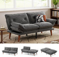 LINSY HOME Futon Sofa Bed, 70' Chenille Futon Couch with Adjustable Backrest Armrest, 3 in 1 Convertible Comfy Loveseat Sleeper Sofa Bed for Small Spaces Dorm Room Apartment Home Office(Dark Grey)