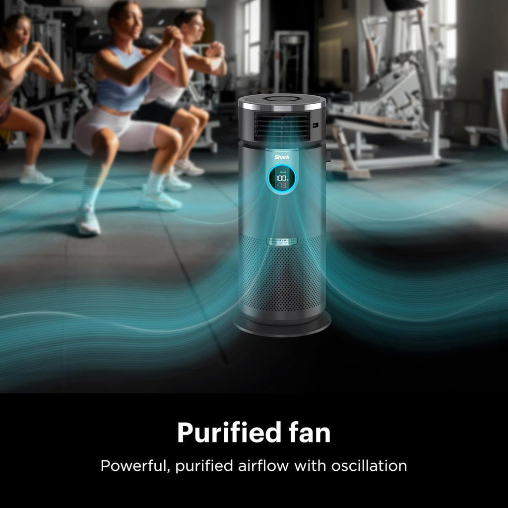 Shark HC451 3-in-1 Clean Sense Air Purifier, Heater & Fan, HEPA Filter, 500 Sq Ft, Oscillating, Small Room, Bedroom, Office, Captures 99.98% of Particles for Clean Air, Dust, Smoke & Allergens, Black