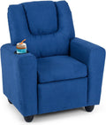 GLACER Kids Recliner with Cup Holder, Fabric Toddler Lounge Chair w/Adjustable Backrest & Footrest, Spring-Loaded Seat Cushion, Push Back Toddler Sofa for Boys & Girls Ages 3+ Years Old (Blue)