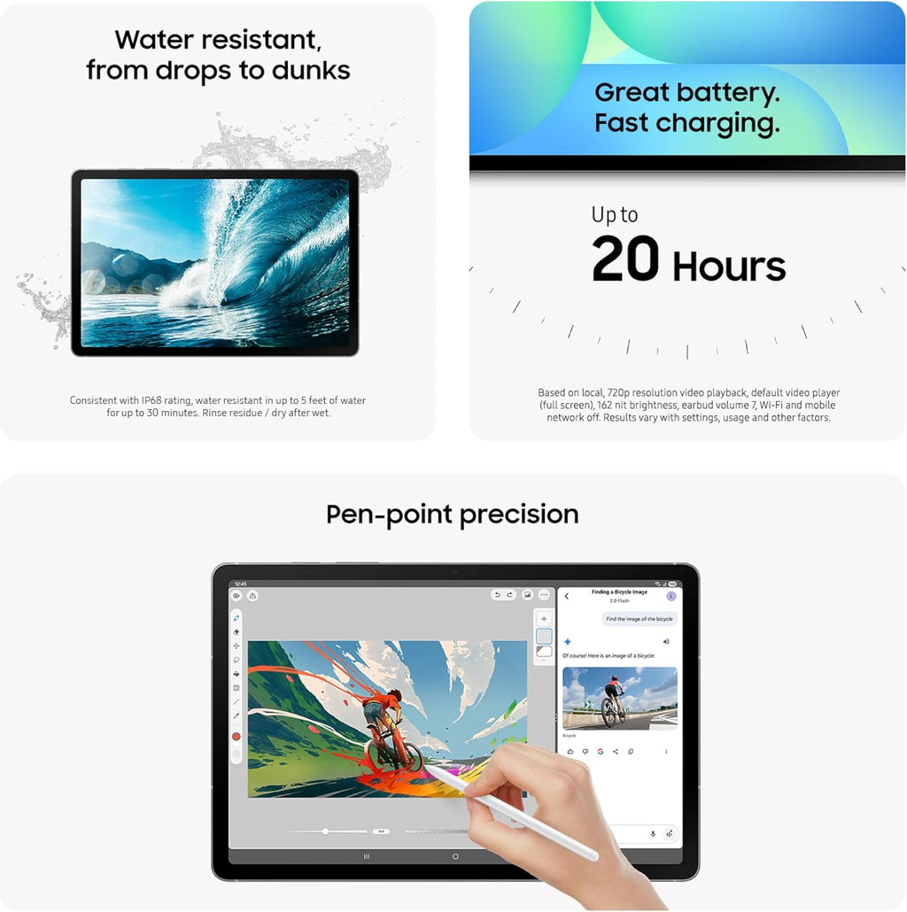 Samsung Galaxy Tab S10 FE 128GB WiFi Android Tablet + Book Cover Keyboard Slim, Large Display, Long Battery Life, Powerful Processor, S Pen, US Version, 2025, 2 Yr Manufacturer Warranty, Gray