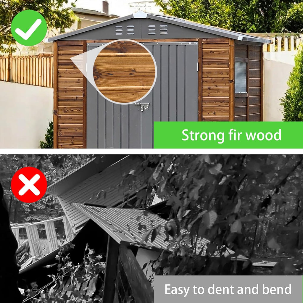 6x4 FT Outdoor Wood Storage Shed, Garden Tool Shed with Windows, Outside Storage Shed Waterproof for Backyard, Garden, Patio, 4 Vents (Without Floor) Wood Color