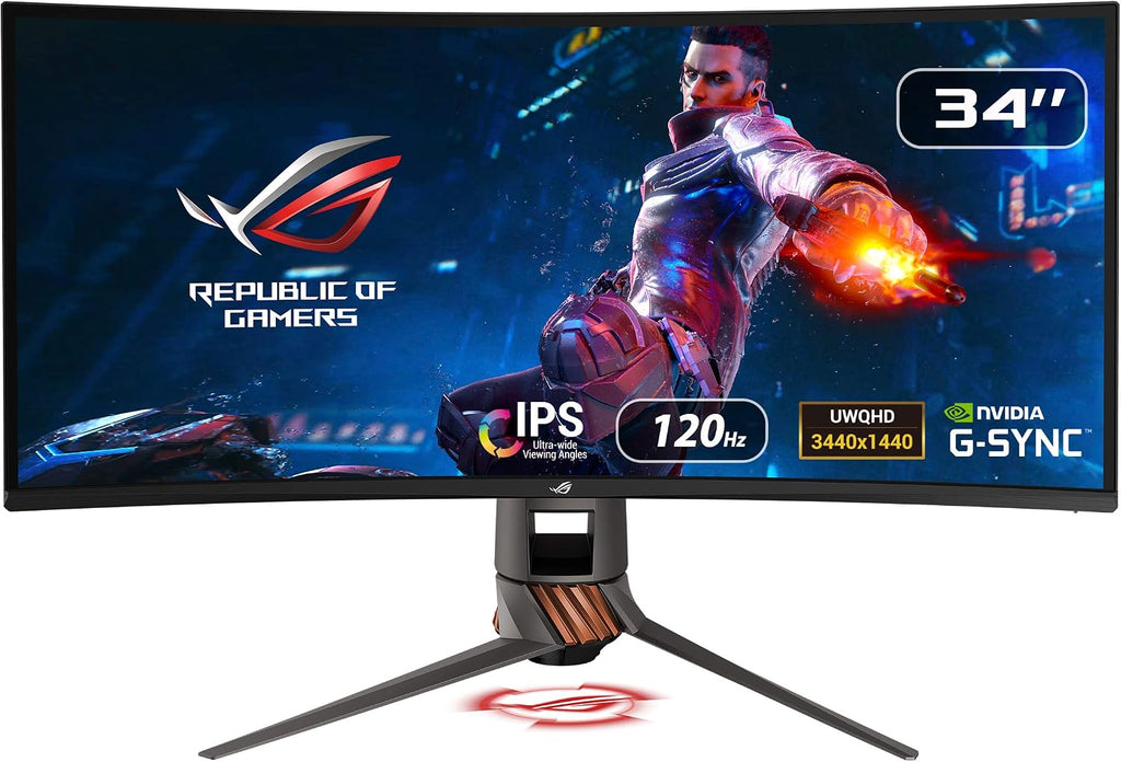 ASUS ROG Swift PG349Q 34' Curved G-Sync Gaming Monitor 120Hz 3440 X 1440 IPS with Eye Care Aura Sync DP HDMI