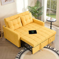 GOSUHI 52' Sleeper Sofa with Pull-Out Bed, 3-in-1 Convertible Sofa Bed, Set of Loveseat with Stepless Adjustable Backrest and Side Pocket, for Living Room Dorm Apartment, Linen, Yellow