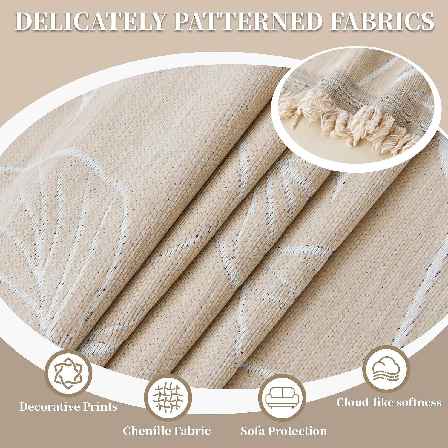 1OO% Waterproof Sectional Couch Covers for Dogs L Shaped Corner Sofa Cover Washable Chenille Sofa Slipcovers Blanket Modern Jacquard Pet Furniture Protector (91'x252', Beige Flower)
