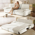94.5'' Sleeper Sofa Bed King Size, Modern Corduroy Pull Out Couch, 3-in-1 Convertible Futon Sofa, 3 Seater Couches, Cloud Recliner, Pillow Arm, for Living Room, Apartment, Offices, Beige