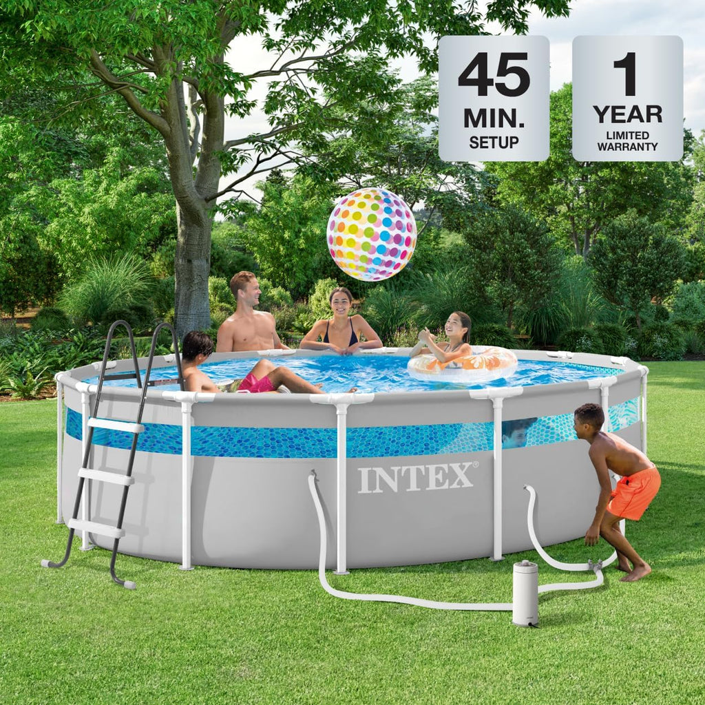 INTEX 26721EH 14ft x 42in Prism Frame Clearview Premium Above Ground Pool Set: Includes 1000 GPH Krystal Clear Cartridge Filter Pump – 3357 Gallon Capacity – Age Grade 6+