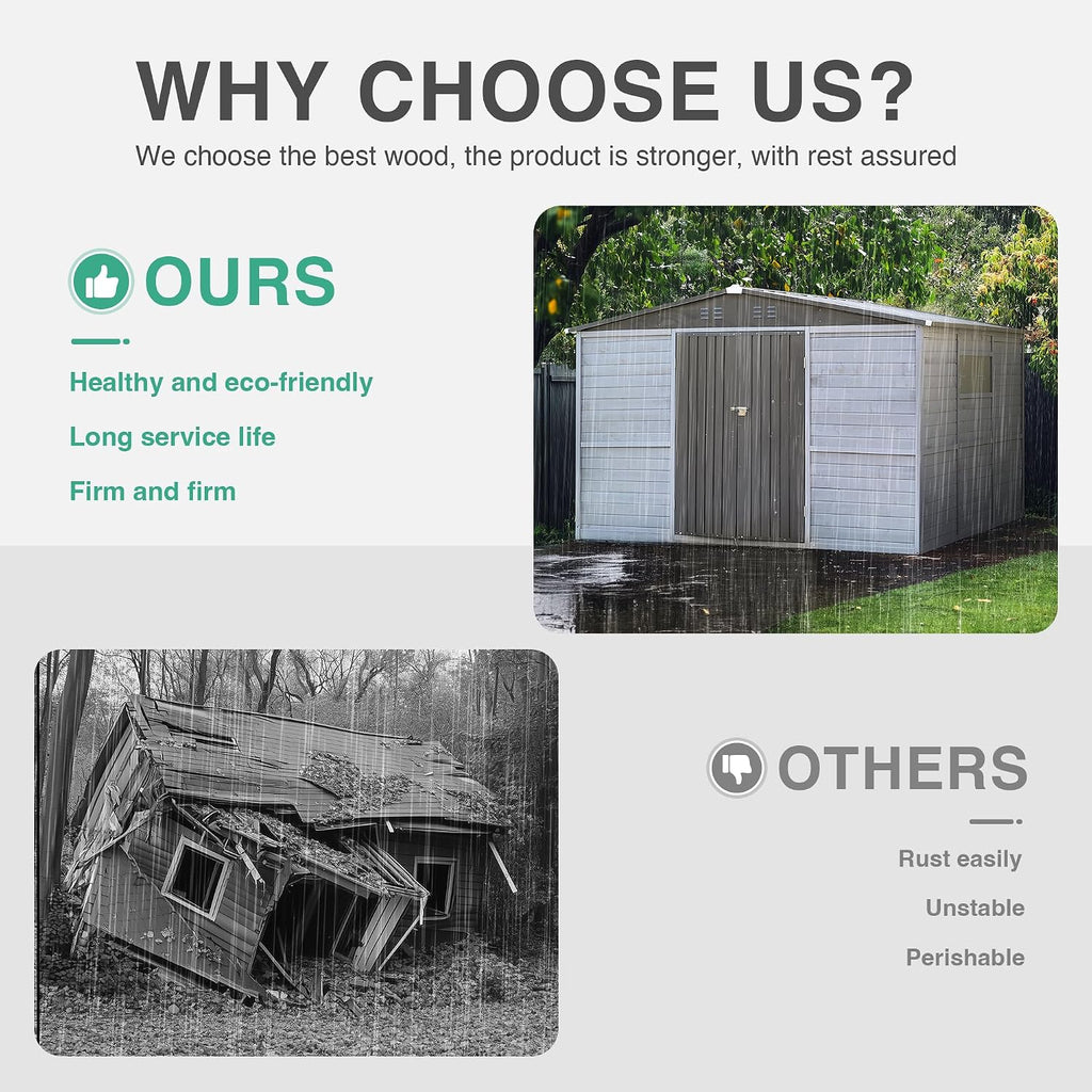 5x3 FT Outdoor Storage Shed with Windows, Wood & Metal Garden Shed, Small Outside Storage Shed Waterproof for Backyard, Garden, Patio, 4 Vents (Without Floor) Gray