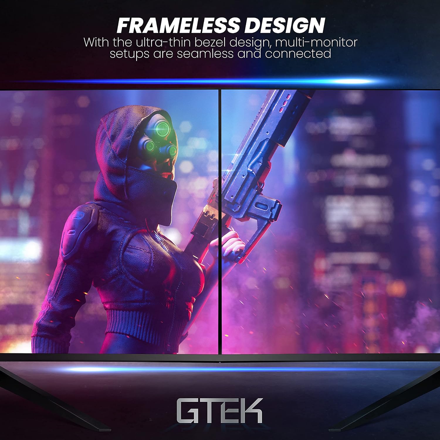 GTEK F2740C 27-Inch Curved Frameless Gaming Monitor Full HD 1920 x 1080P, 1800R, VA 1ms MPRT, 240Hz, FreeSync, Speakers, DisplayPort/HDMI/Type-C, VESA (Renewed)