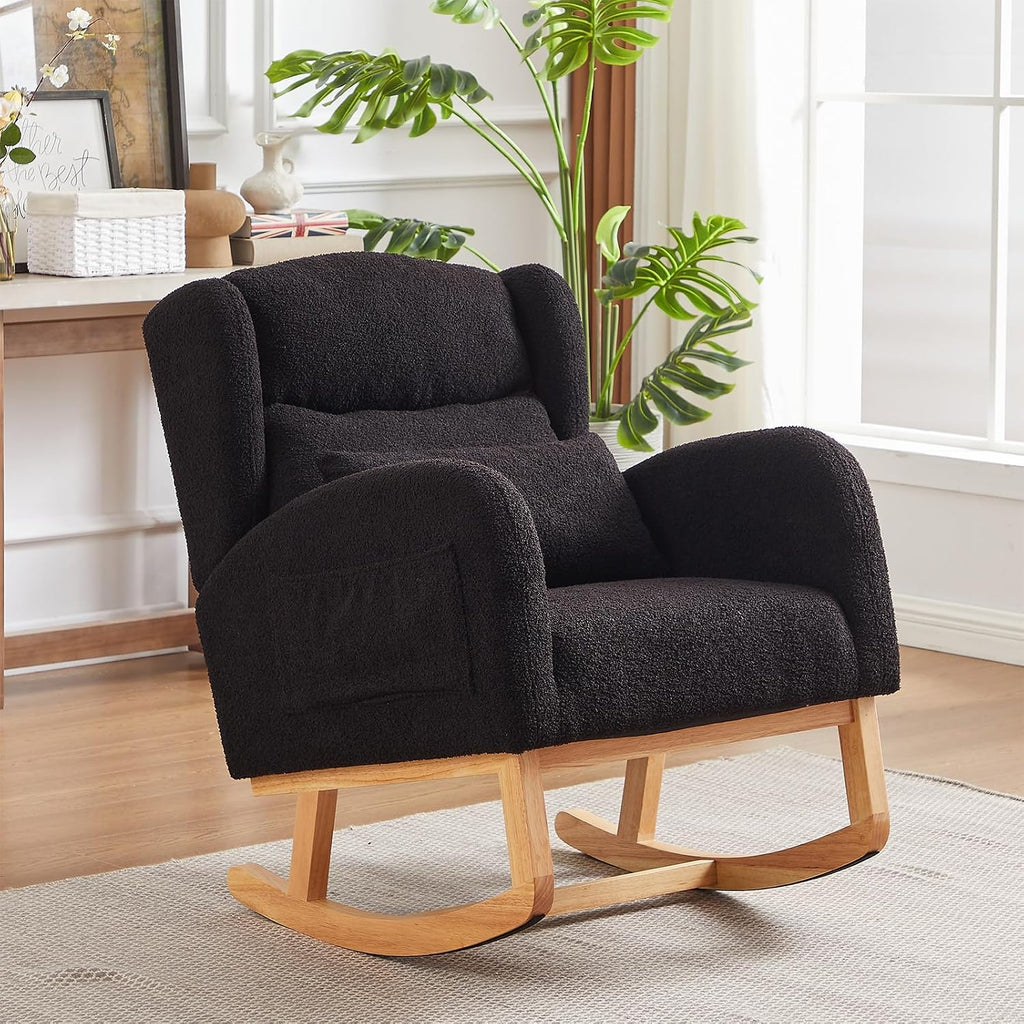 MYFUNSHOP Nursery Rocking Chair Glider – Classic Rocker with Comfortable Cushioning & Smooth Motion for Bedroom