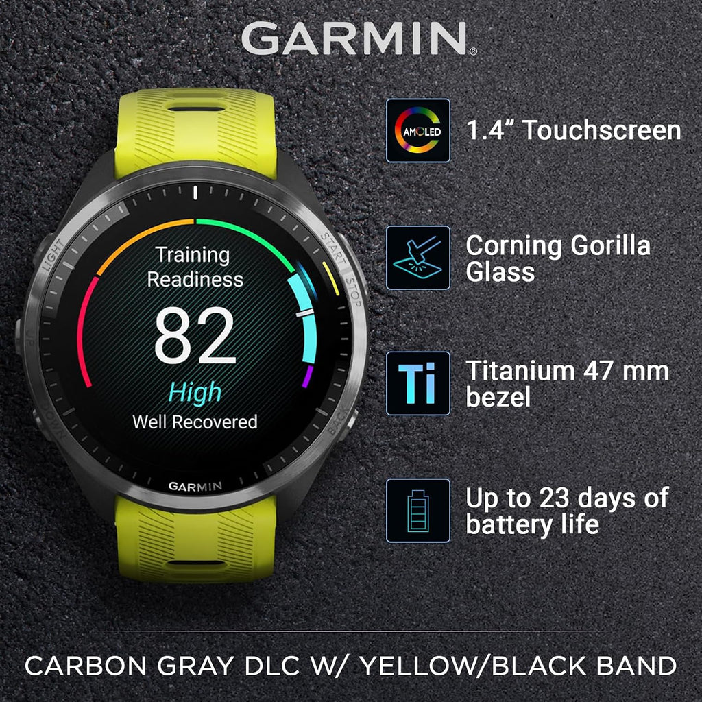 Garmin Forerunner 965 - Lightweight Titanium 47 mm: AMOLED Display | Up to 23 Days Battery LIF | Triathlon & Running, Multisport High-Performance Multi-Band GPS Smart Watch & Gift Bundle
