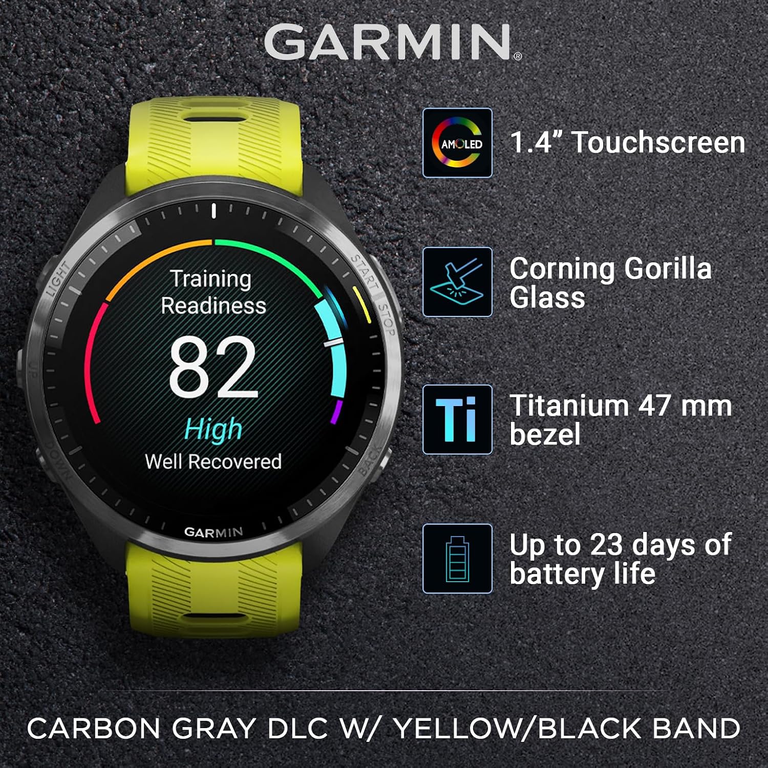Garmin Forerunner 965 - Lightweight Titanium 47 mm: AMOLED Display | Up to 23 Days Battery LIF | Triathlon & Running, Multisport High-Performance Multi-Band GPS Smart Watch & Gift Bundle