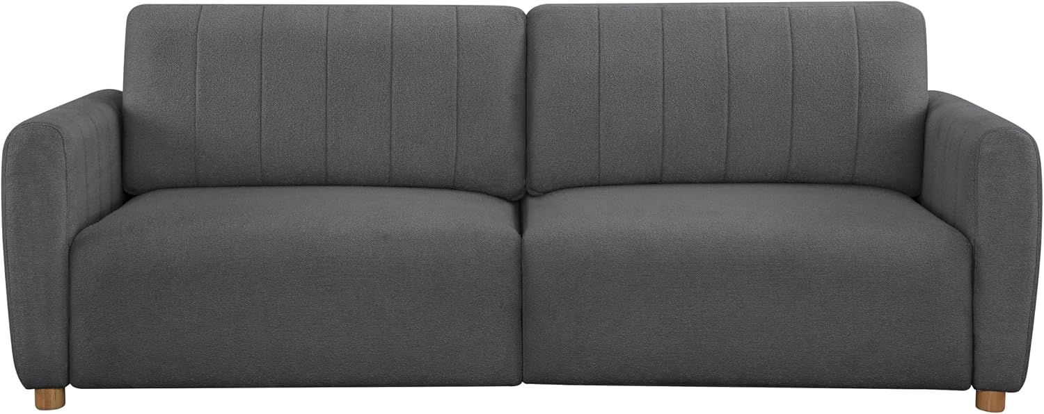 Serta Galway 91.7' Convertible Sleeper Sofa, Queen Size, Wall-Hugging Dreamglide Mechanism, Dreamcoil Comfort, Boucle Fabric, Charcoal